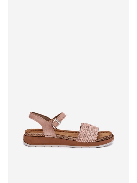 Women's Sandals With Braiding On Strap Pink Inblu GS000050