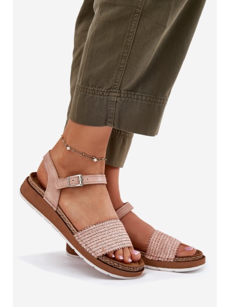 Women's Sandals With Braiding On Strap Pink Inblu GS000050
