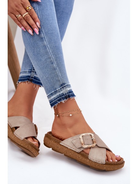 Women's Sandals With Buckle Inblu Beige ED000025