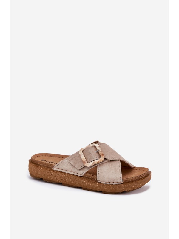 Women's Sandals With Buckle Inblu Beige ED000025