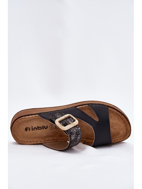 Light Ladies Slippers With Buckle Inblu GS000055 Black