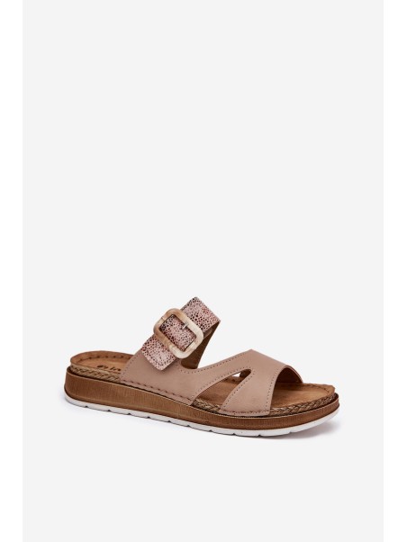 Lightweight Women's Slippers With Buckle Beige Inblu GS000055