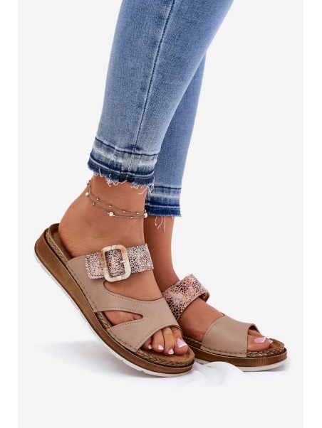 Lightweight Women's Slippers With Buckle Beige Inblu GS000055