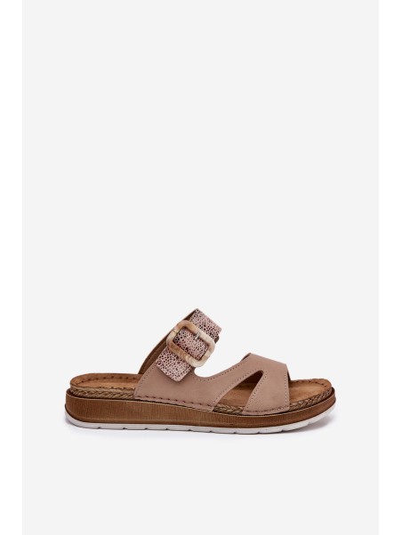 Lightweight Women's Slippers With Buckle Beige Inblu GS000055