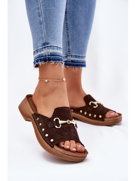 Women's Suede Slippers Inblu TF0002KU Brown