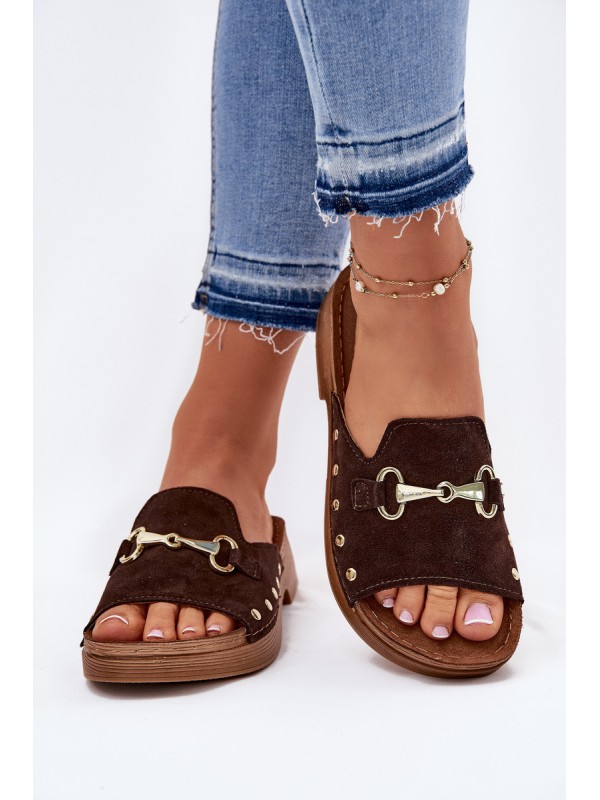 Women's Suede Slippers Inblu TF0002KU Brown