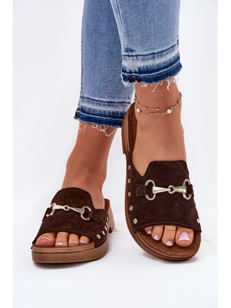 Women's Suede Slippers Inblu TF0002KU Brown