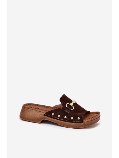 Women's Suede Slippers Inblu TF0002KU Brown