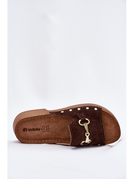 Women's Suede Slippers Inblu TF0002KU Brown
