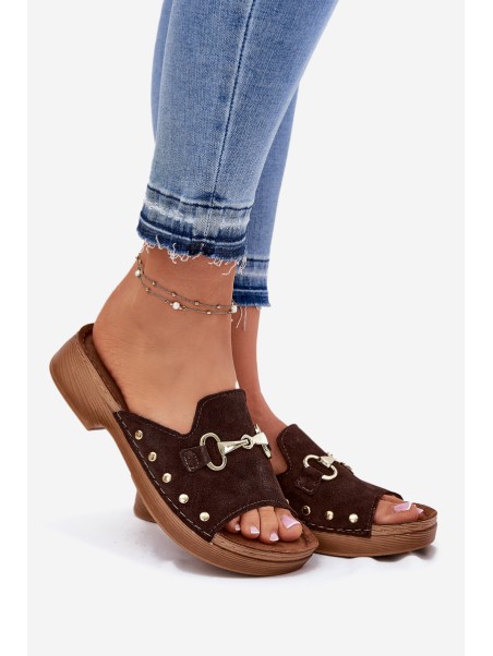 Women's Suede Slippers Inblu TF0002KU Brown