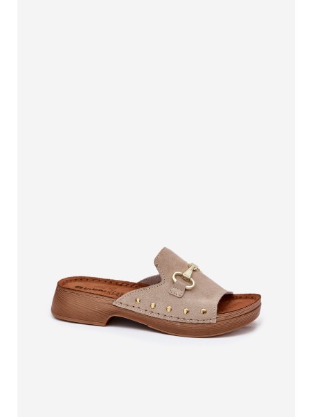Ladies Suede Slides Beige Inblu TF0002KU