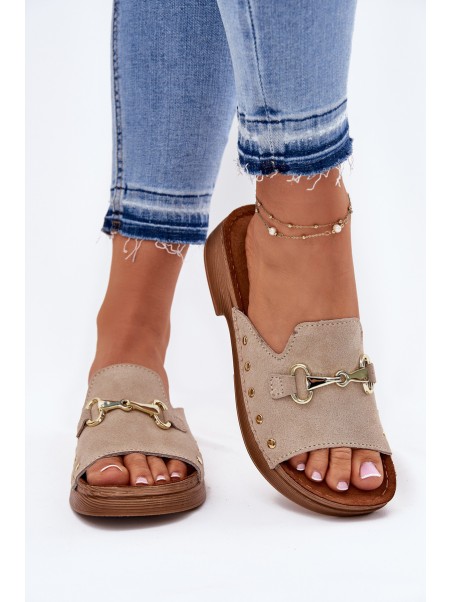 Ladies Suede Slides Beige Inblu TF0002KU