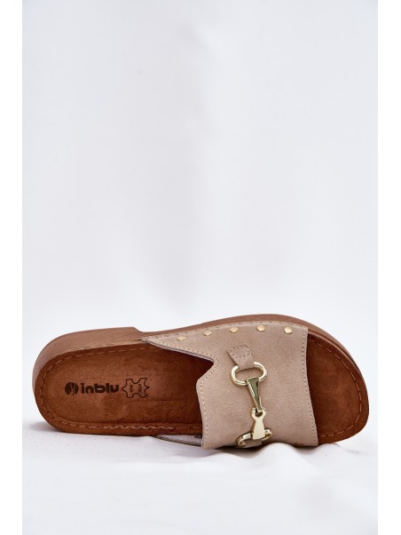 Ladies Suede Slides Beige Inblu TF0002KU