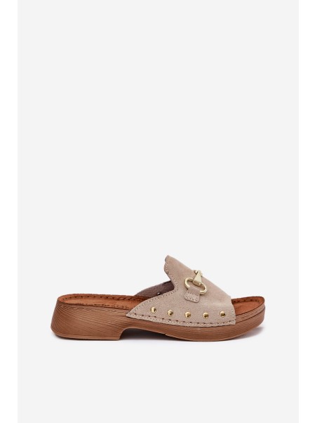 Ladies Suede Slides Beige Inblu TF0002KU