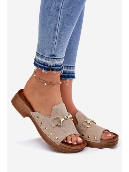 Ladies Suede Slides Beige Inblu TF0002KU