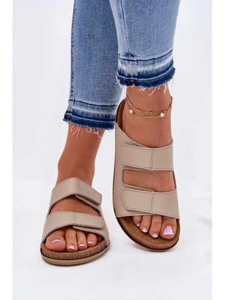 Leather Women's Slippers Inblu Beige AA0005GU