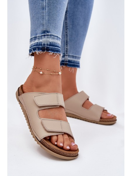 Leather Women's Slippers Inblu Beige AA0005GU