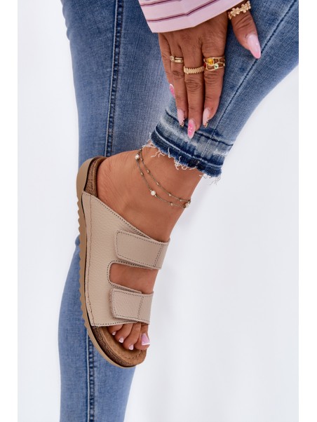 Leather Women's Slippers Inblu Beige AA0005GU