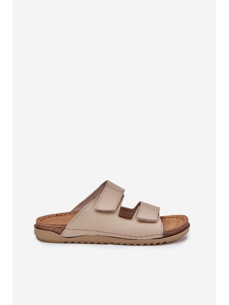 Leather Women's Slippers Inblu Beige AA0005GU