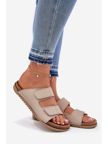 Leather Women's Slippers Inblu Beige AA0005GU