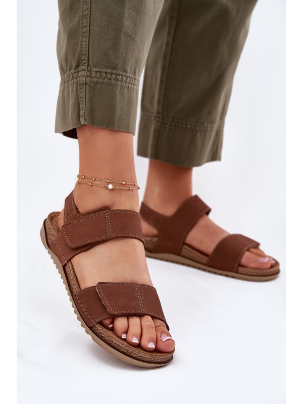 Ladies Leather Sandals Inblu AA0001KU Camel