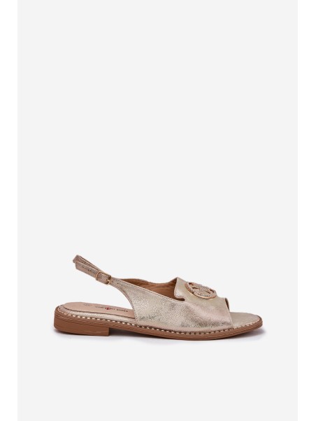 Women's sandals on flat heels with decoration S.Barski KV51-002 golden
