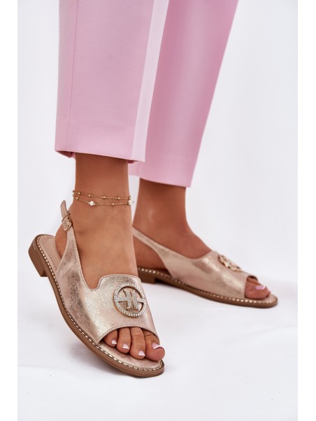 Women's Sandals On Flat Heel With Decoration S.Barski KV51-002 Rose Gold