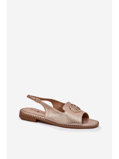 Women's Sandals On Flat Heel With Decoration S.Barski KV51-002 Rose Gold