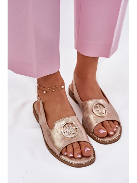 Women's Sandals On Flat Heel With Decoration S.Barski KV51-002 Rose Gold