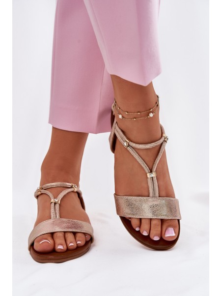 Women's Flat Sandals With Straps S.Barski KV51-120 Rose Gold