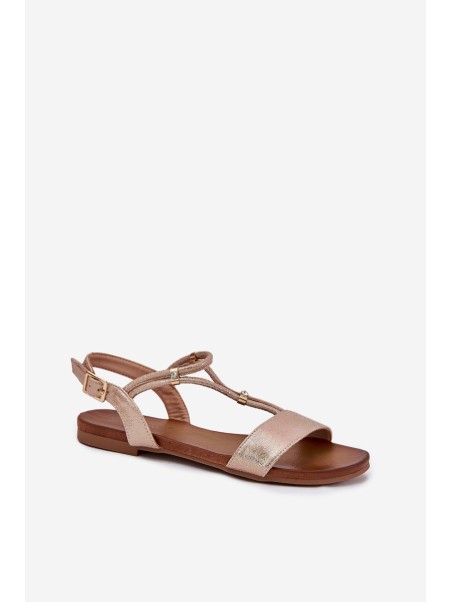 Women's Flat Sandals With Straps S.Barski KV51-120 Rose Gold