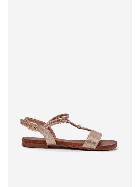 Women's Flat Sandals With Straps S.Barski KV51-120 Rose Gold