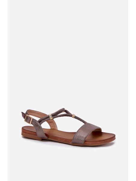 Ladies Flat Sandals With Straps S.Barski KV51-120 Graphite