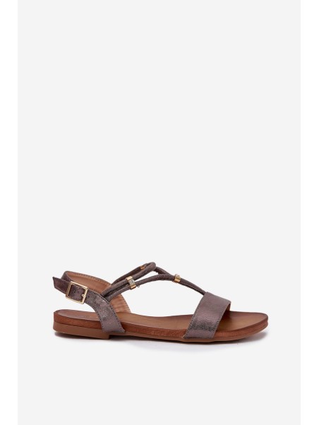 Ladies Flat Sandals With Straps S.Barski KV51-120 Graphite