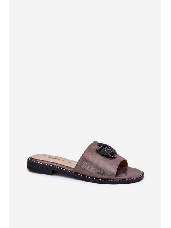 Women Flat Sandals With Decorative Detail KV51-007 Graphite