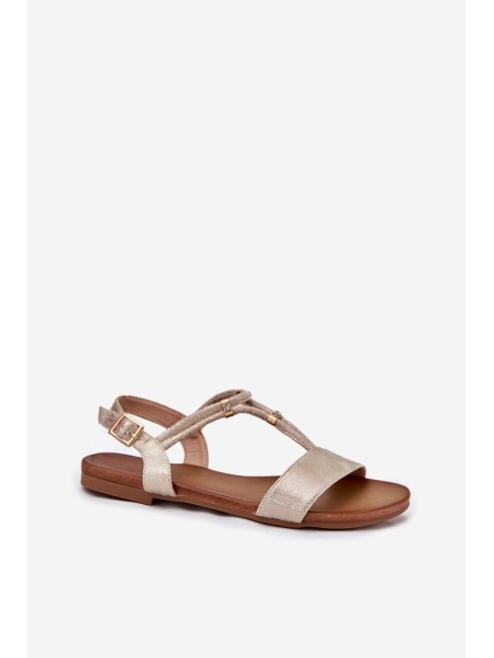 Ladies Flat Sandals With Straps S.Barski KV51-120 Golden