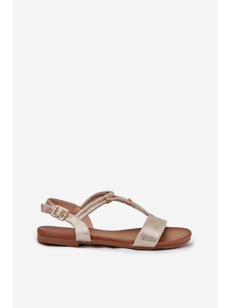Ladies Flat Sandals With Straps S.Barski KV51-120 Golden