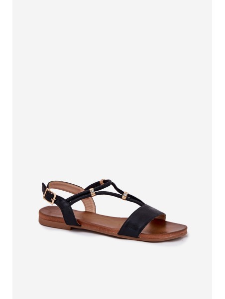 Women's Flat Sandals With Straps S.Barski KV51-120 Black