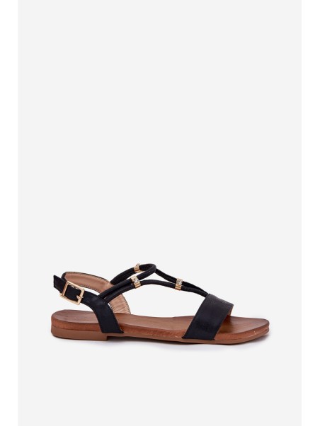 Women's Flat Sandals With Straps S.Barski KV51-120 Black