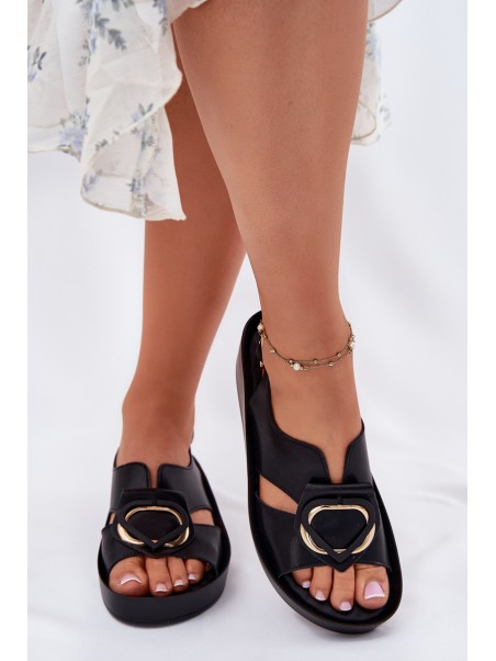 Leather Women's Wedge Sandals S.Barski KV51-031 Black