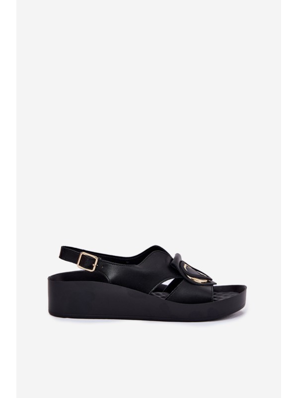 Leather Women's Wedge Sandals S.Barski KV51-031 Black