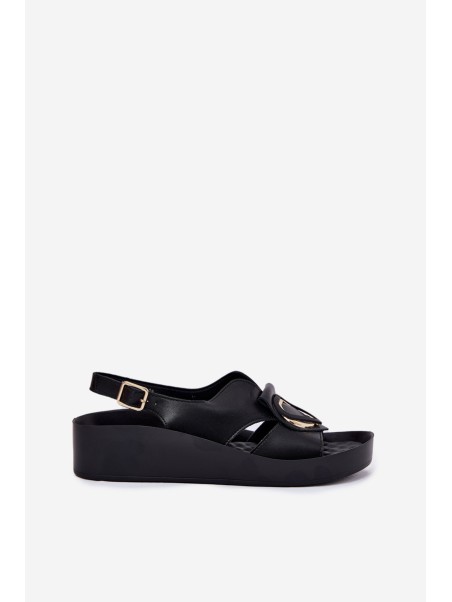 Leather Women's Wedge Sandals S.Barski KV51-031 Black