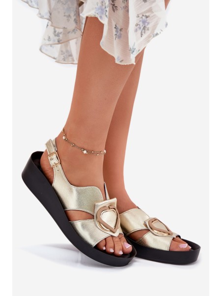 Leather Women's Wedge Sandals S.Barski KV51-031 Golden