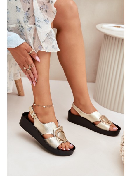 Leather Women's Wedge Sandals S.Barski KV51-031 Golden