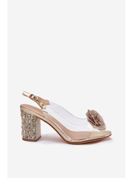Transparent Heels With Crystals And Decoration D&A MR51-702 Gold