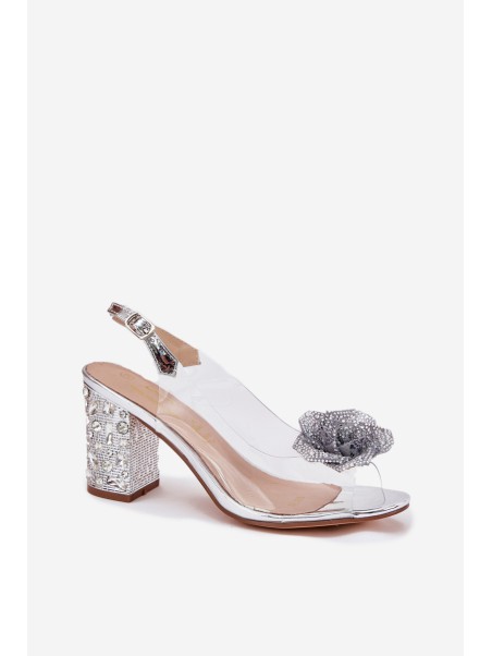 Transparent Heels With Crystals And Decoration D&A MR51-702 Silver