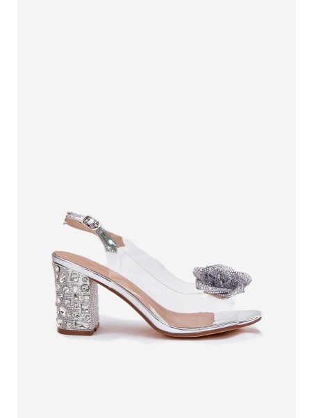 Transparent Heels With Crystals And Decoration D&A MR51-702 Silver