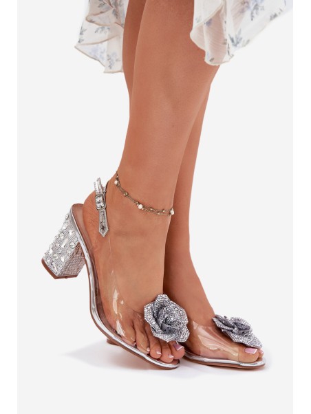 Transparent Heels With Crystals And Decoration D&A MR51-702 Silver