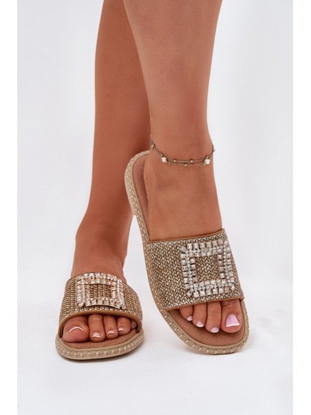 Women's Flat Sandals With Weaving And Decoration Beige Artiker 56C1337