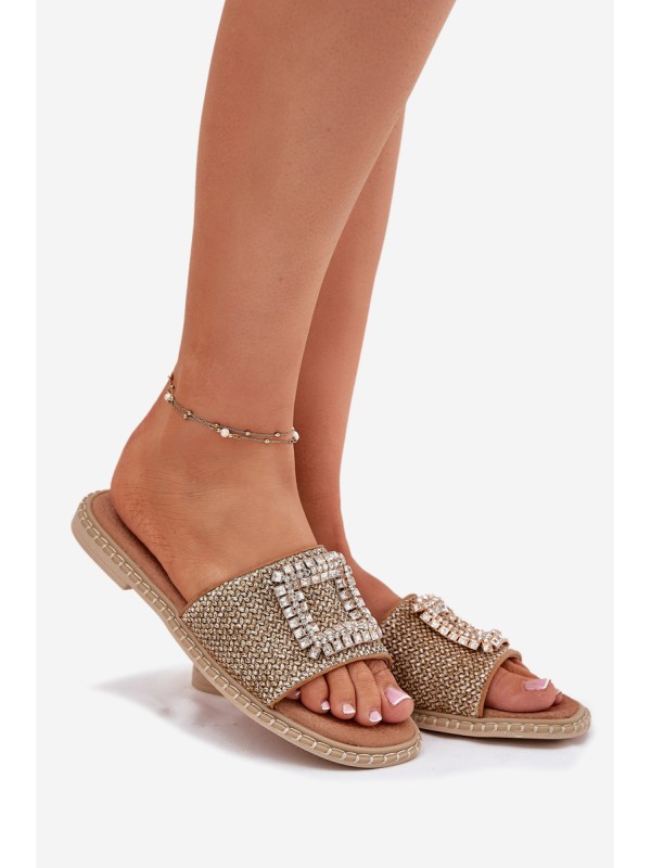 Women's Flat Sandals With Weaving And Decoration Beige Artiker 56C1337